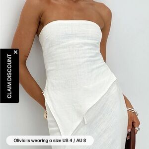White Linen strapless top